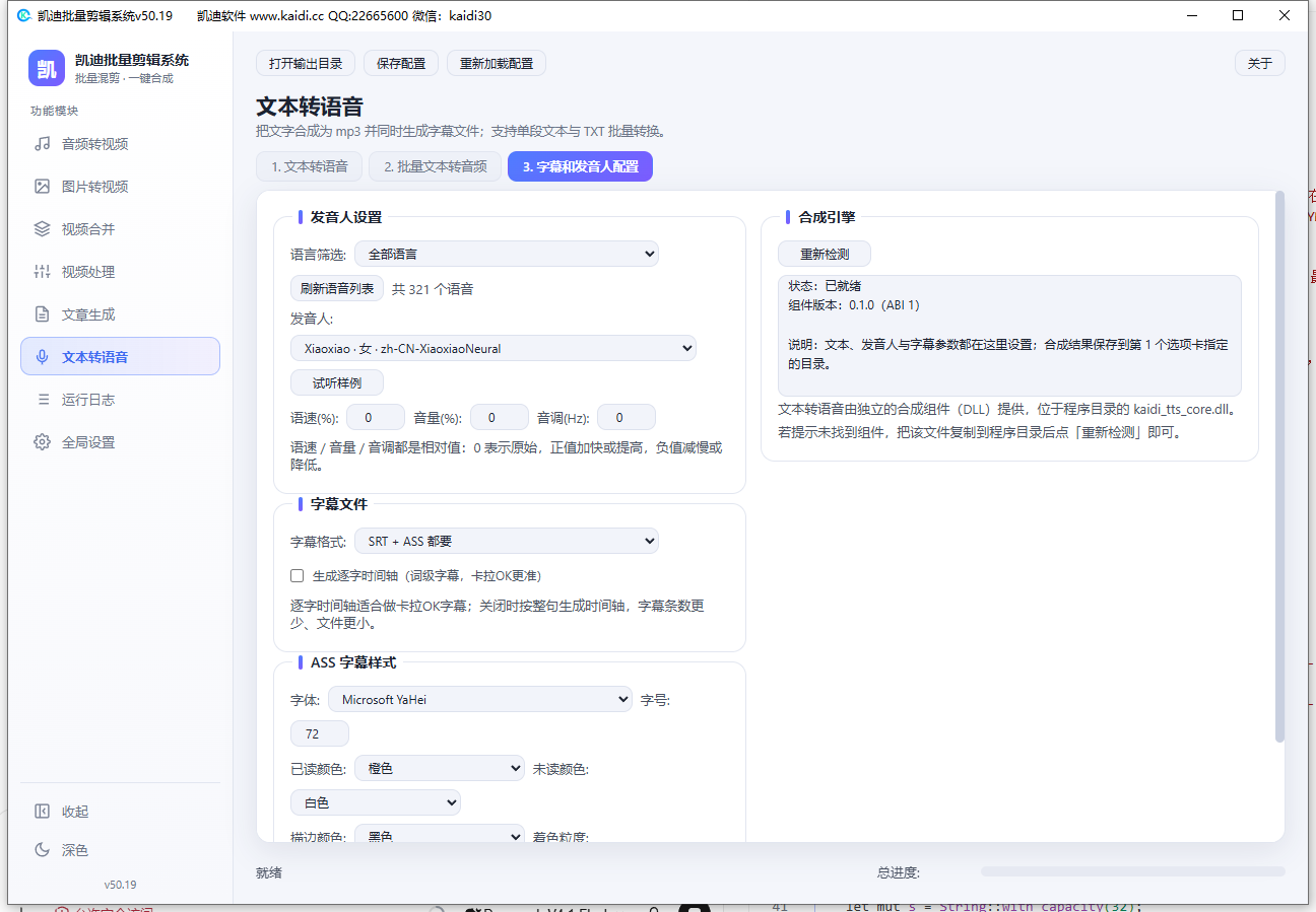 字幕与发音人配置